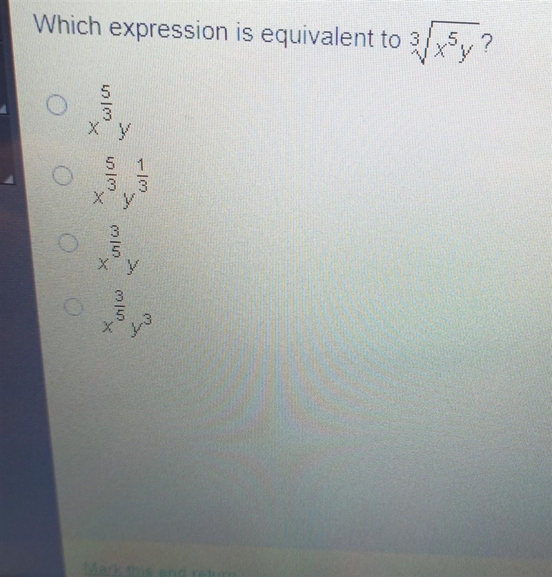 Which expression is equivalent to 3/ x^5y \sqrt[3]{ {x}^(5)y } ​-example-1