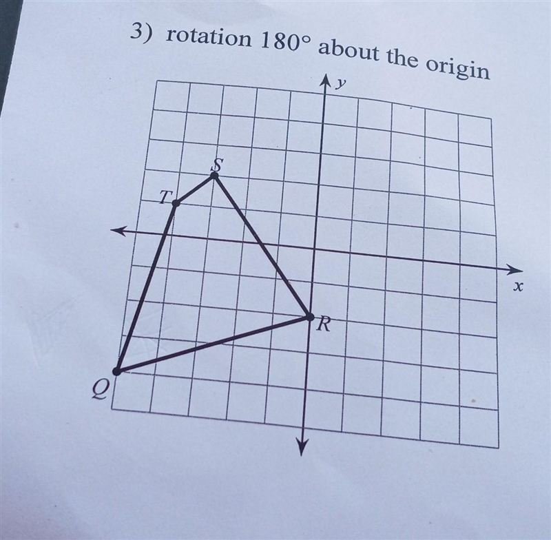 Rotation 180 degrees about the origin.​-example-1