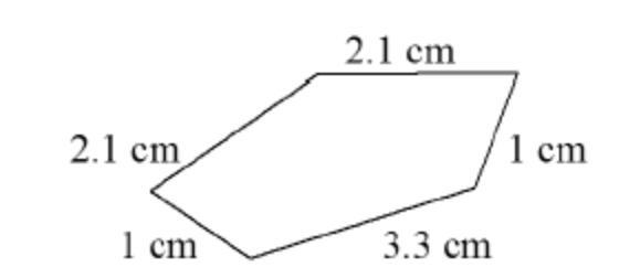 Find the perimeter: a polygon with sides 2.1 cm, 2.1 cm, 1 cm, 3.3 cm, and 1 cm The-example-1