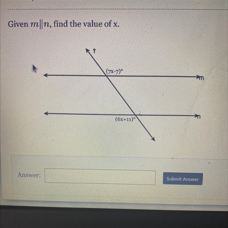 Given m|| n, find the value of x.-example-1