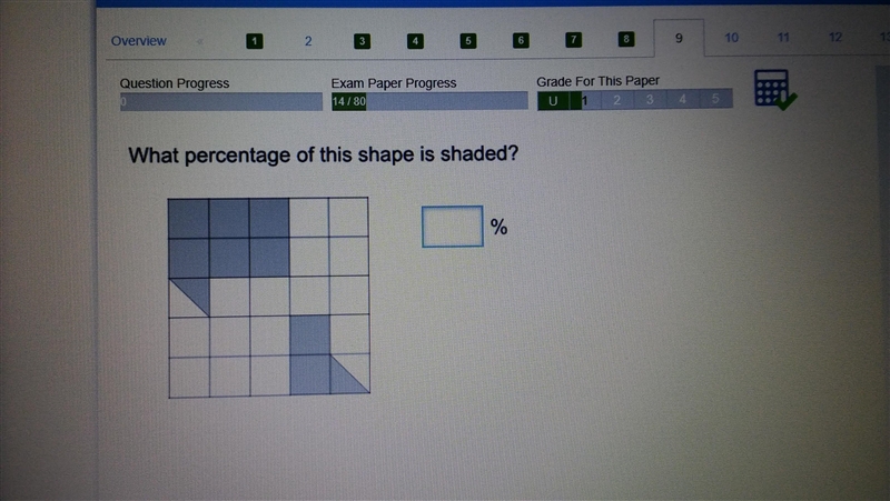 What percentage of this shape is shaded?-example-1