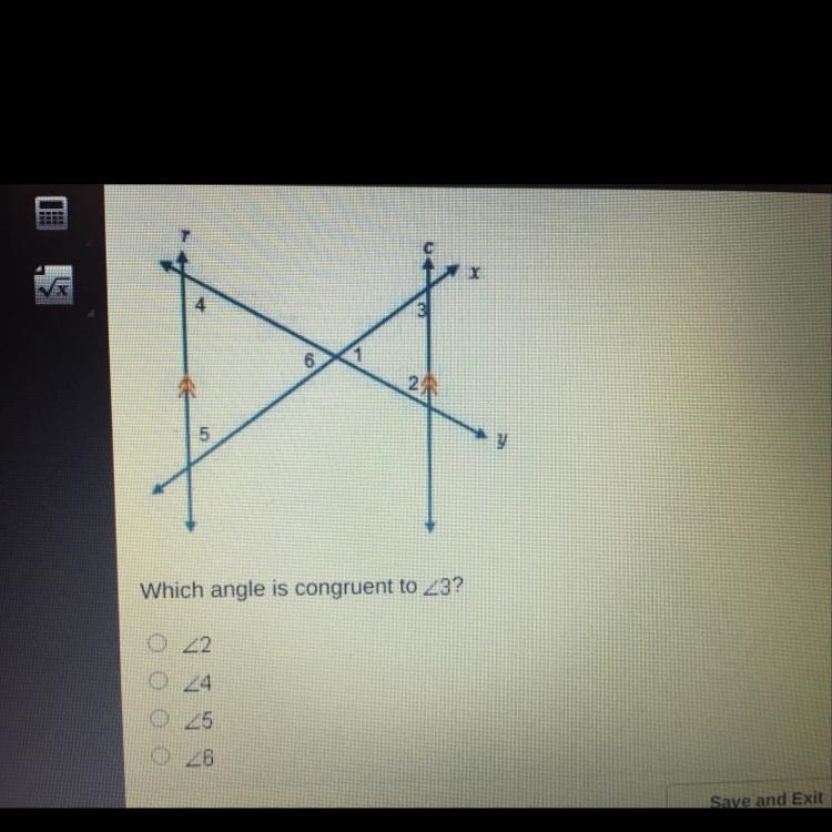 Similar triangles and slope Line r is parallel to line c Which angle is congruent-example-1