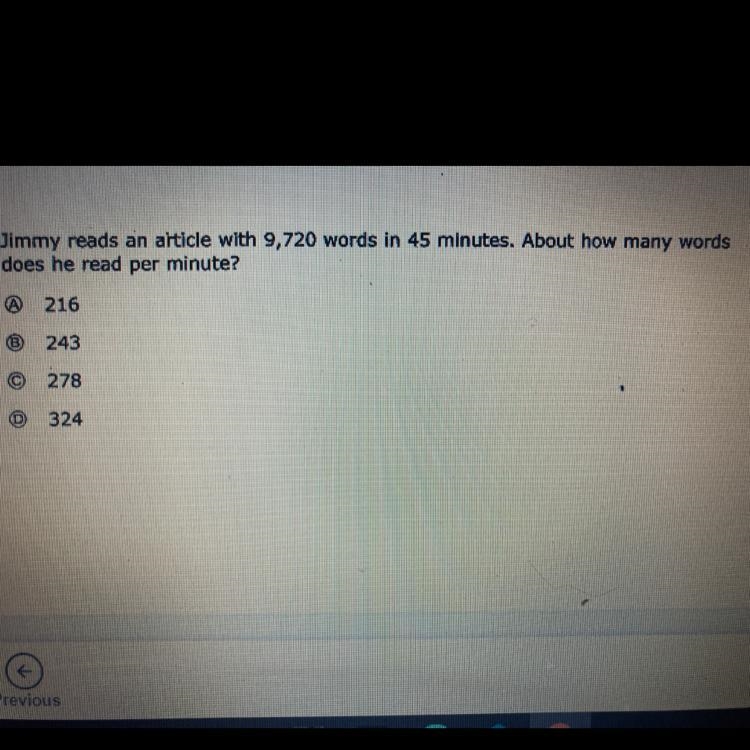 The answer are A.216 B.243 C.278 D.324-example-1