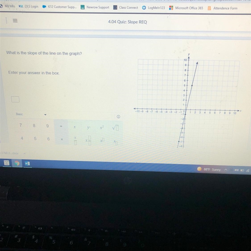 What is the slope of the line on the graph Enter your answer in the box-example-1