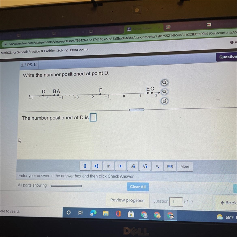 2.2.PS-15 Write the number positioned at point D. D F BA EC 0 The number positioned-example-1