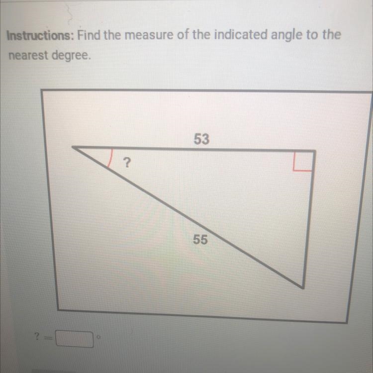 Find the measure of the incanted angle to the nearest degree-example-1