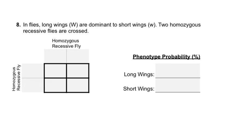 In files, long wings (W) are dominant to short wings (w). please help and show work-example-1