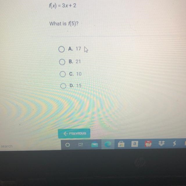 Fx) = 3x+2 What is f(5)?-example-1