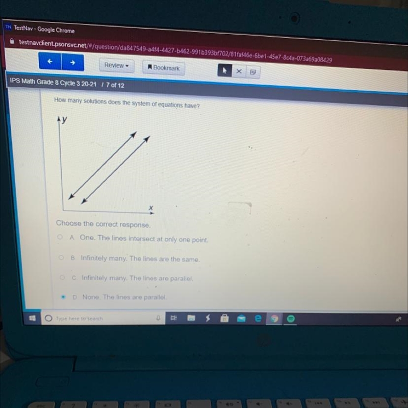 How many solutions does the system of equations have? Choose the correct response-example-1