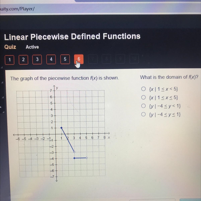 What is the domain of f(x)? O {x|1 O {x|1 O{y|-4 O{y| -4-example-1