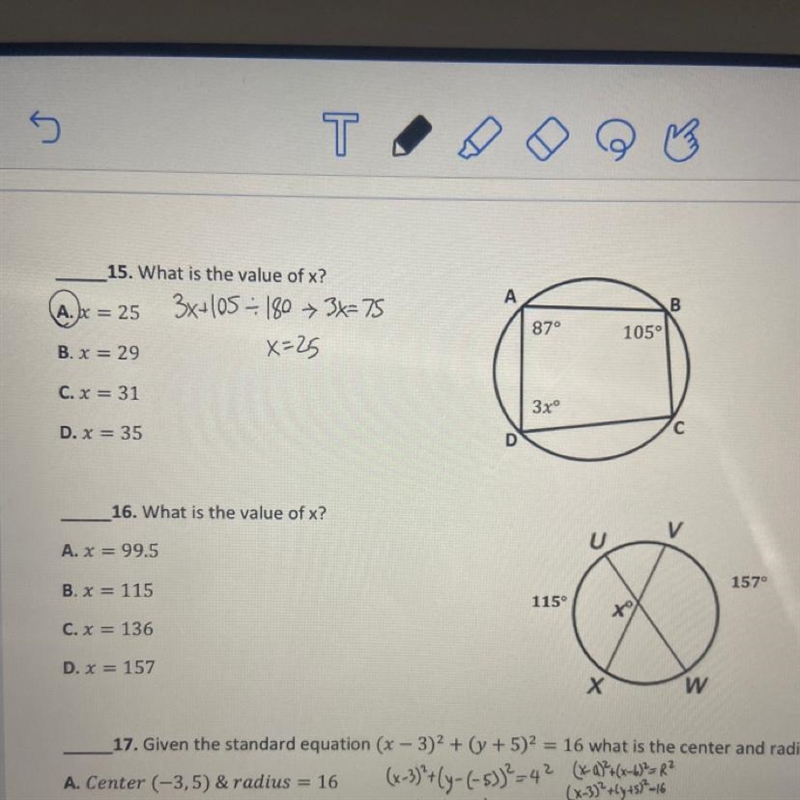 HELP WITH 16 What is the value of X-example-1