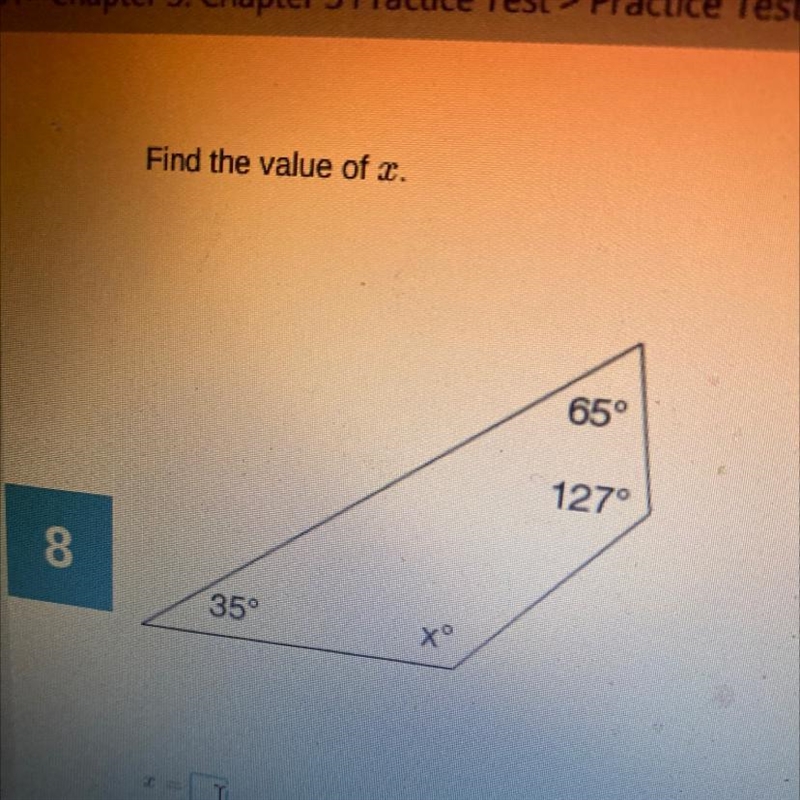 Find the value of x. 65° 127° 35° to-example-1