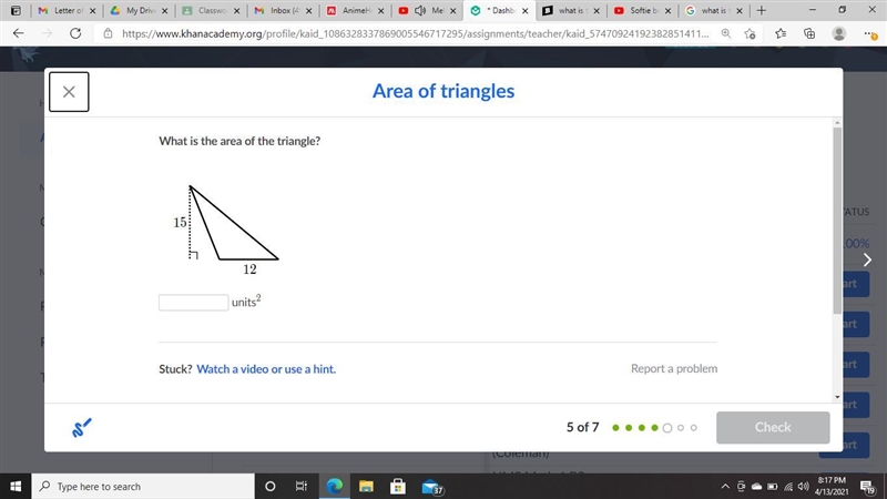 What is the area of the triangle-example-1