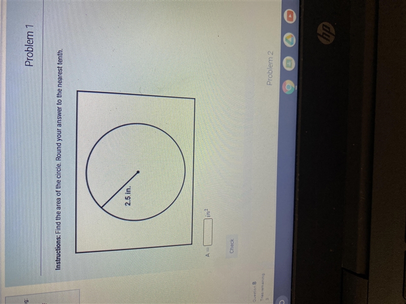 Find the area of the circle round your answer to the nearest 10th-example-1