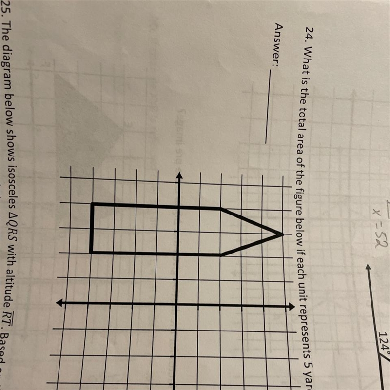 What is the total area of the figure below if each unit represents 5 yards?-example-1