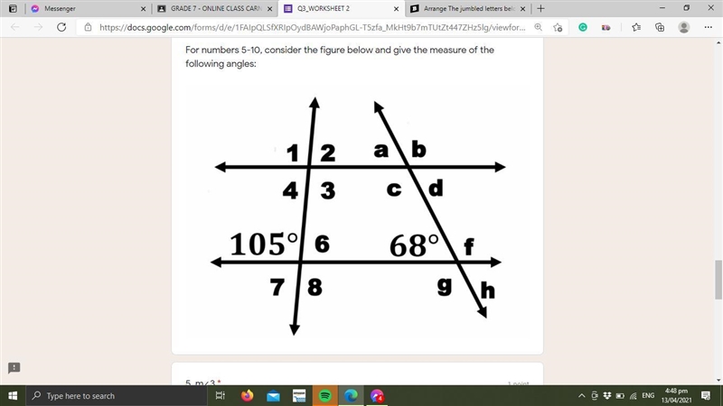 Identify the relationship of each angle pairs. Choose your answer from the choices-example-1