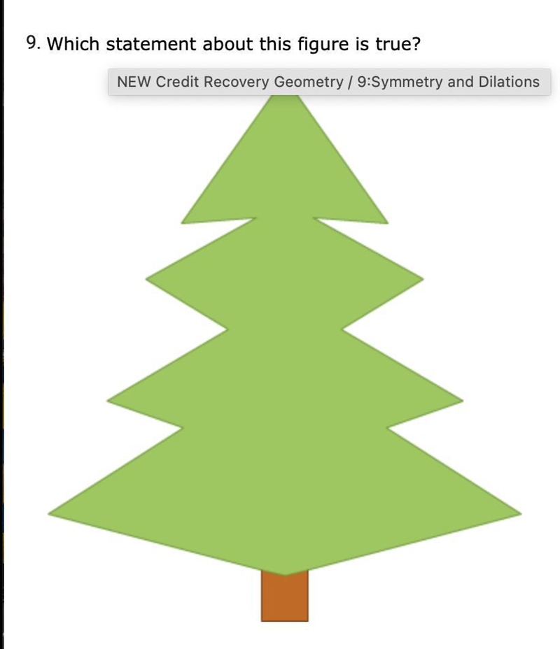 A.It has reflectional symmetry with one line of symmetry. B.It has point symmetry-example-1