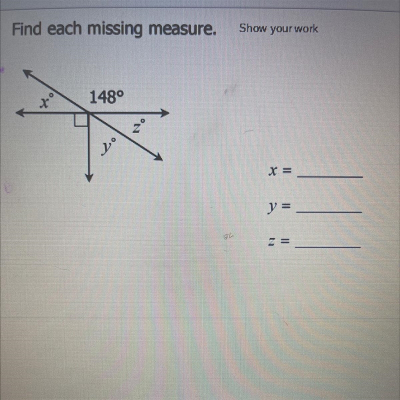 Find each missing measure.-example-1