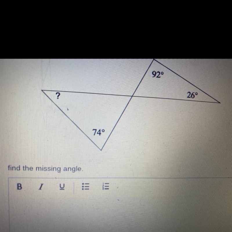 4 920 26° ? 74° find the missing angle.-example-1