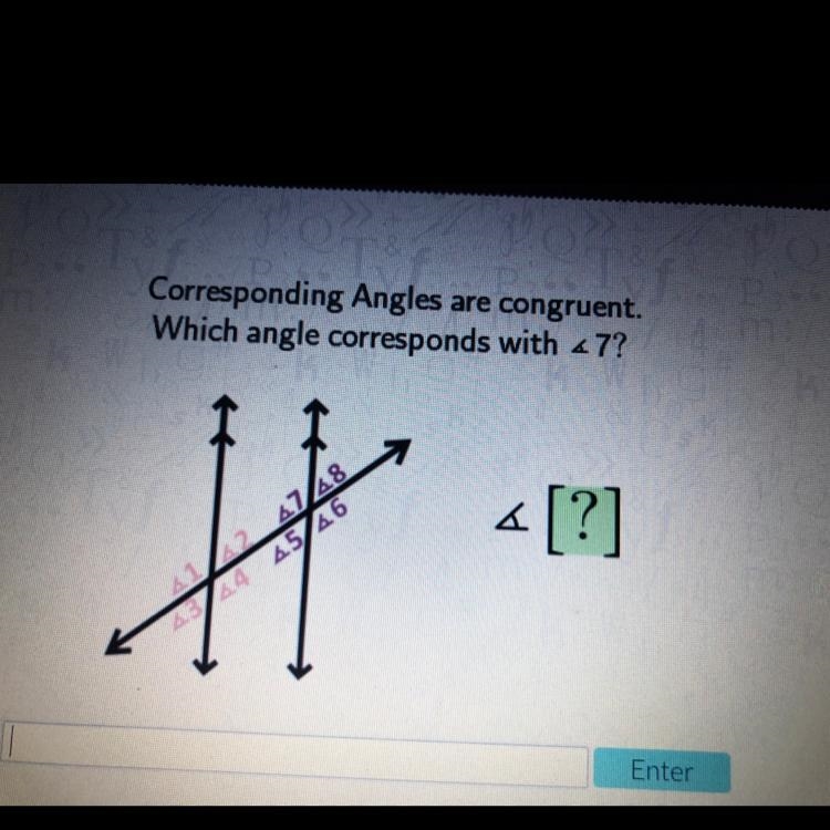 Corresponding Angles are congruent. Which angle corresponds with 47? H «[?] 4748 45/46-example-1