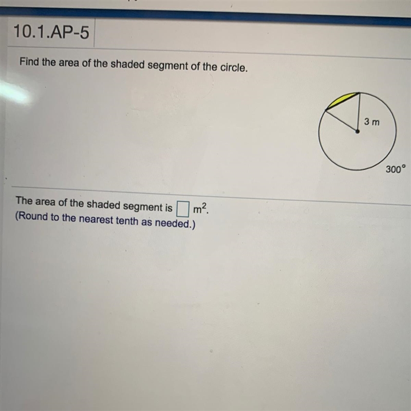 Find the area of the shaded segment of the circle-example-1