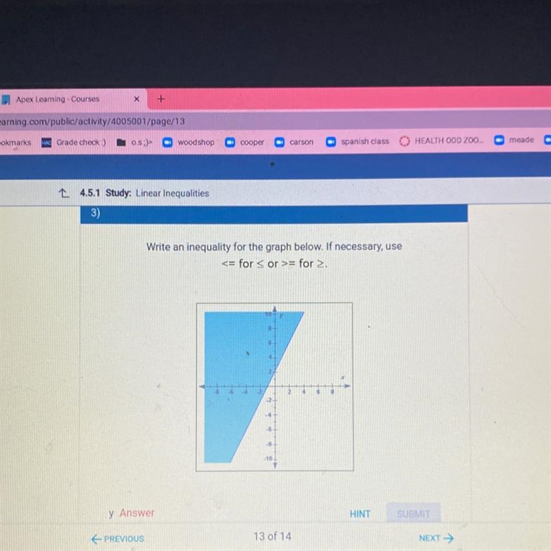 3) Write an inequality for the graph below. If necessary, use <= for < or &gt-example-1