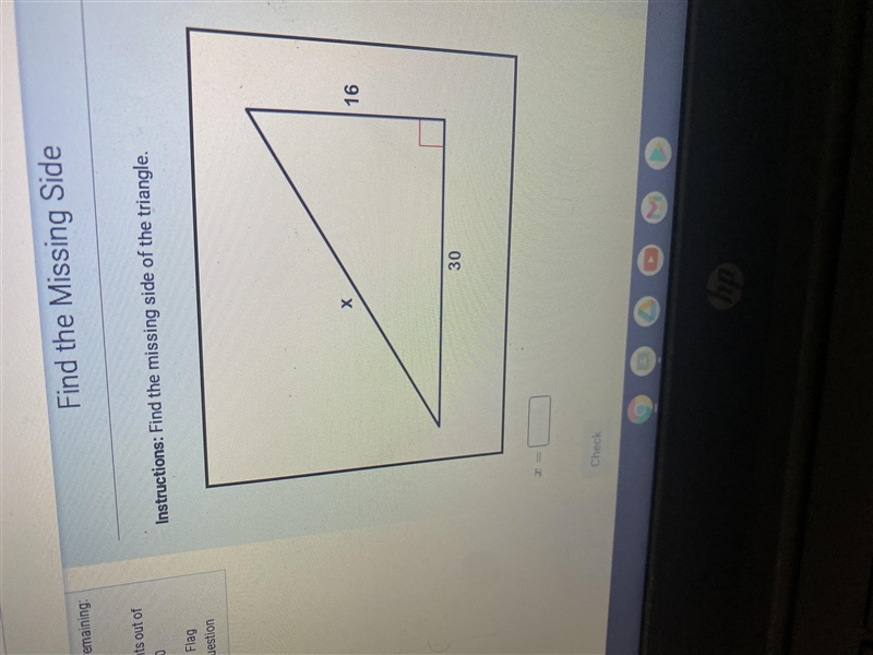 Find the missing side of the triangle-example-1