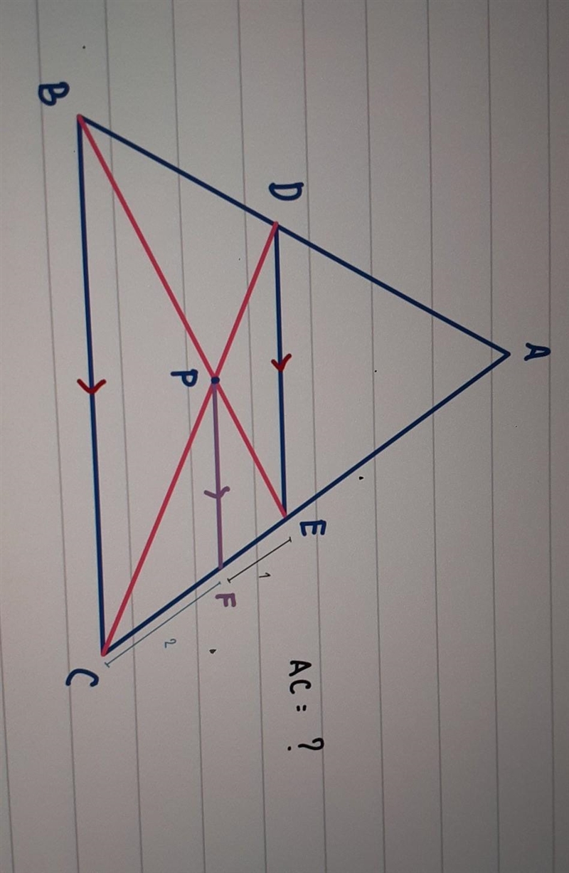 In figure , EF=1 and FC=2 What is the length of AC? ​-example-1