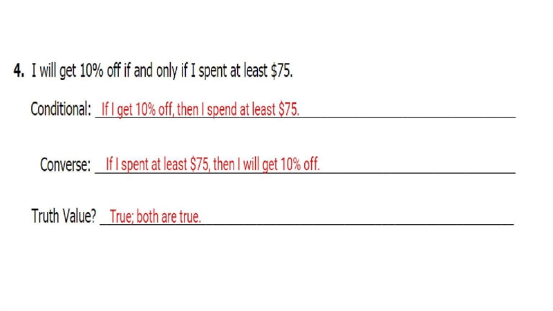 I will get 10% off if and only if i spent at least $75.-example-1