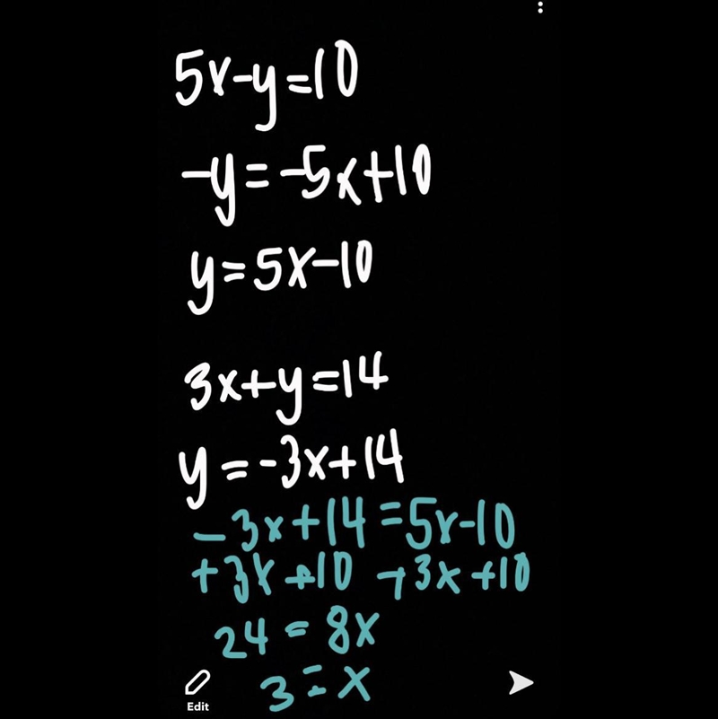 5x−y=10 3x+y=14 please solve the system of equations and show your work-example-1