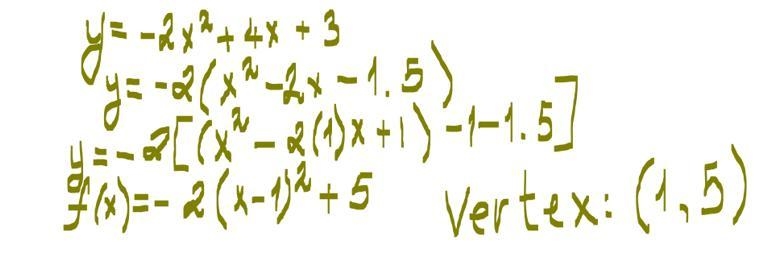 Consider the following quadratic function. f(x)=–2x²+4x+3 (a) Write the equation in-example-1