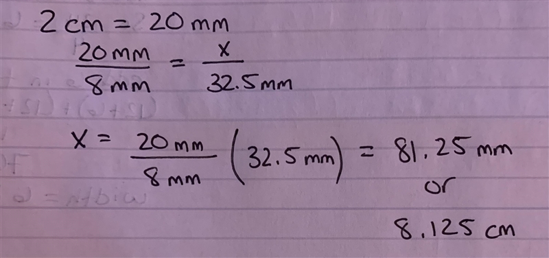 The photo shows a small coin. The scale from the actual coin to the photo is 8mm to-example-1