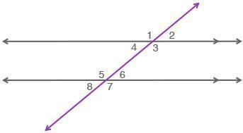 The figure shown has two parallel lines cut by a transversal: A pair of parallel lines-example-1