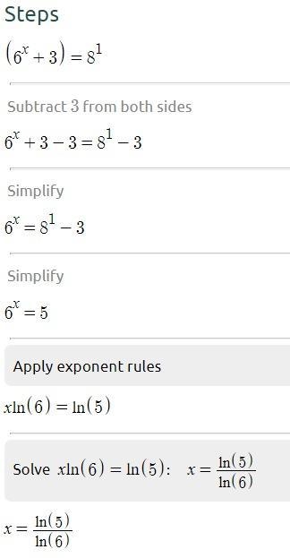 What is (6^x+3) = 8^1-example-1