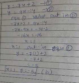 Which ordered pair is the solution to the system of linear equations y =-7x+2 and-example-1