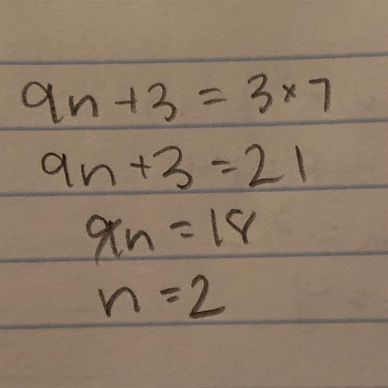 A number is multiplied by 9 , and that product is added 3. The sum is equal to the-example-1