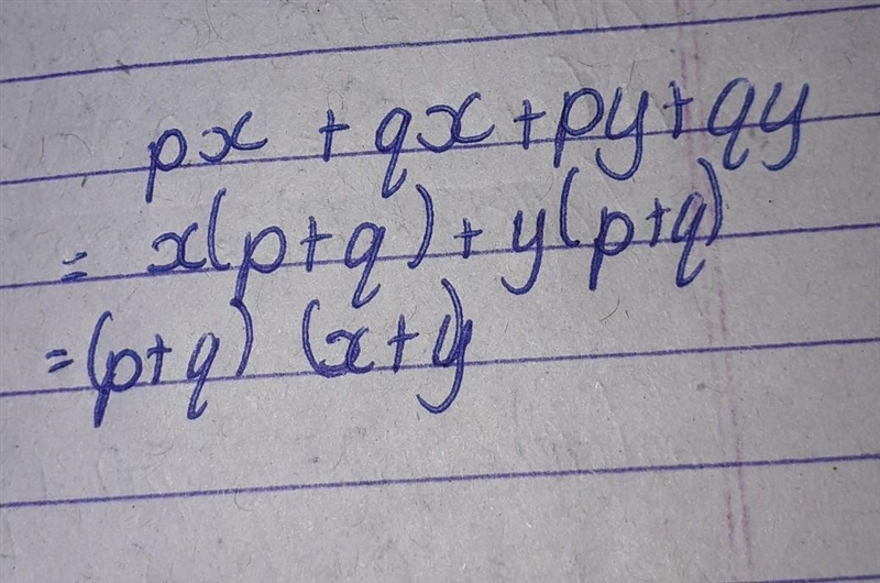 Resolve into factors. px + qx + py + qy (algebra). ​-example-1