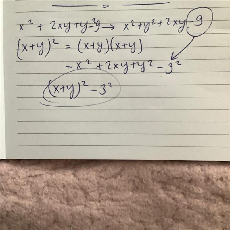 Factorization x2+2xy+y2-9​-example-1