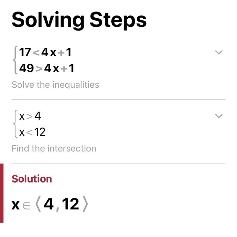 Someone help me please 17 < 4x +1 and 49 > 4x + 1-example-1