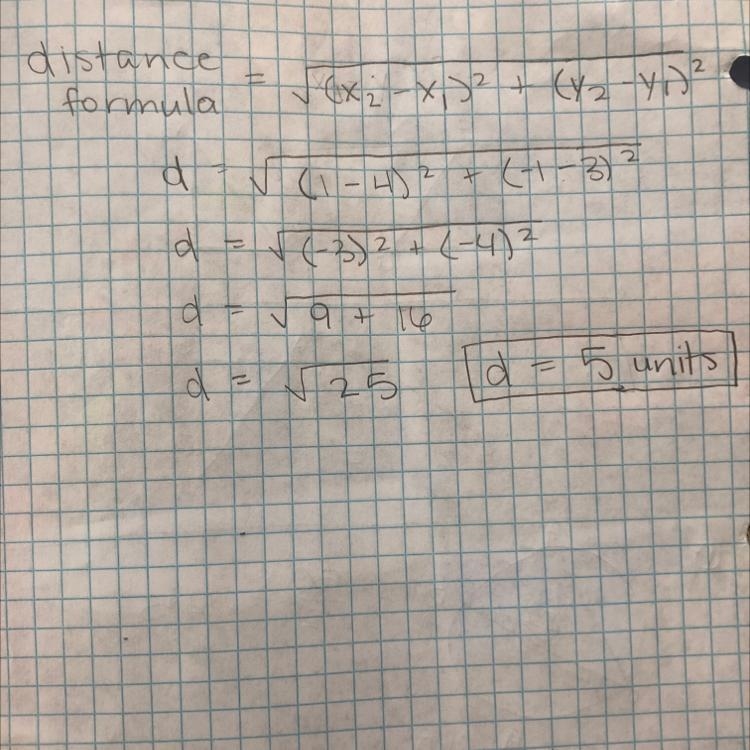 What is the distance between the points (4, 3) and (1,-1) on the coordinate plane-example-1