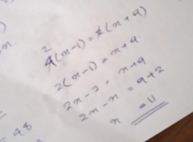 4(x-1) =2(x+9) 2 11 Show ur work-example-1