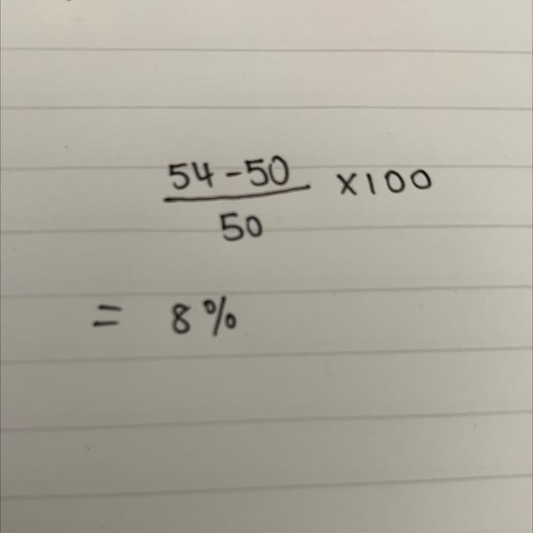 If the price of a stapler increase from Rs 50 to Rs 54, find the percentage increase-example-1