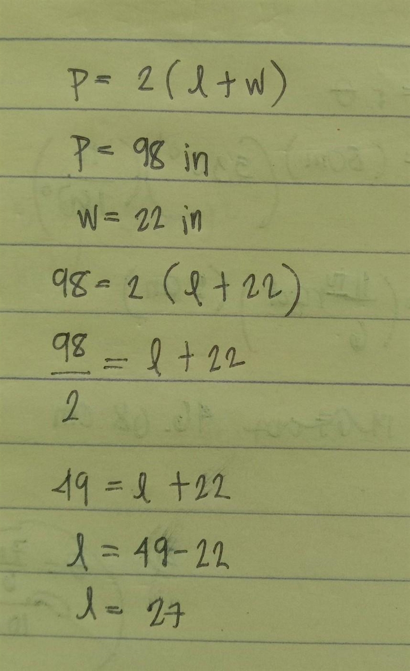 Given the perimeter of a rectangle and either the length or width, find the unknown-example-1