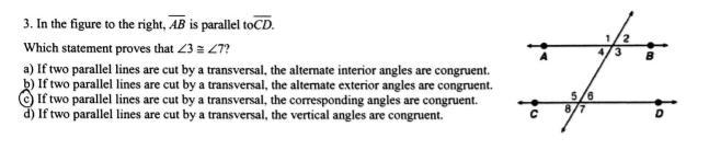 10. In the figure to the right, AB is parallel to CD. Which statement proves that-example-1