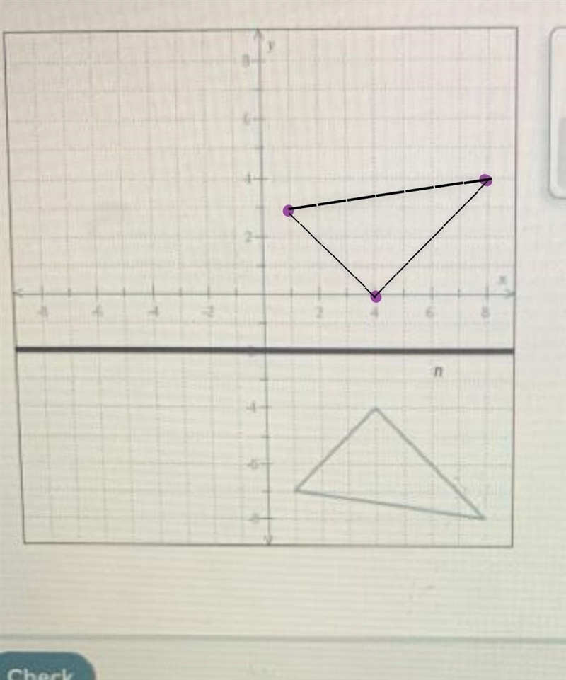 Draw the reflection of the following triangle over the line n.-example-1