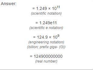 Determine the scientific notation for the number. 124,900,000,000-example-1