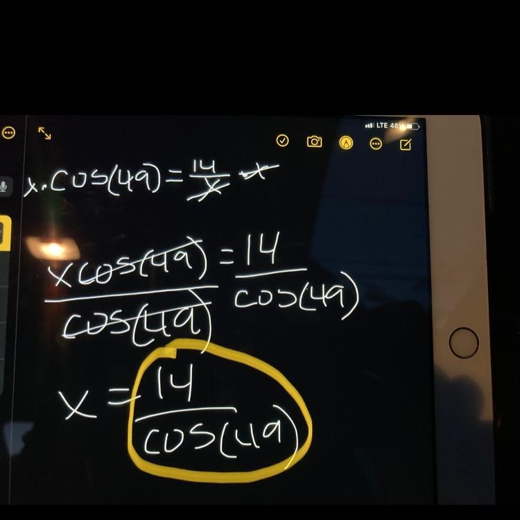 3. Solve for x. Round to the nearest tenth. 14 х 49°-example-1