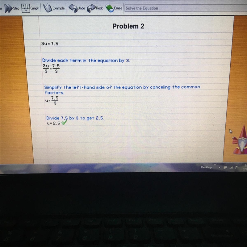 Solve for u. 3u=7.5 please help me-example-1