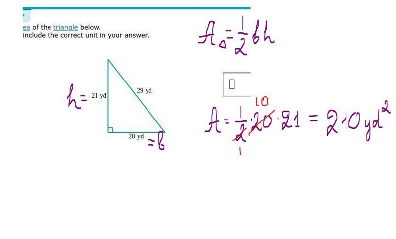 Find the area of the triangle below. Be sure to include the correct unit in your answer-example-1