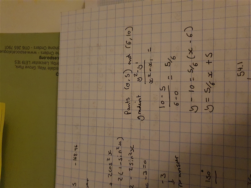 Write the equation of the line in fully simplified slope intercept form-example-1